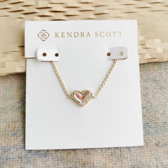 Kendra Scott Gold Ari Heart Dichroic Glass Chain Bracelet - Picture 1 of 4